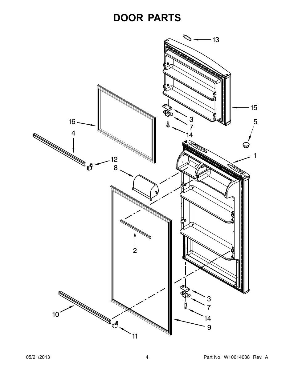 Door, Door parts | Whirlpool W8RXNGMBD User Manual | Page 4 / 14