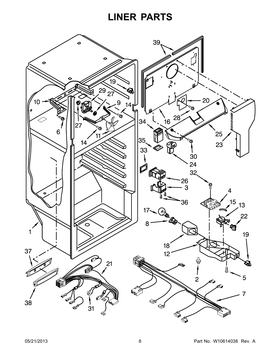 Liner, Liner parts | Whirlpool W8RXNGMBD User Manual | Page 6 / 14