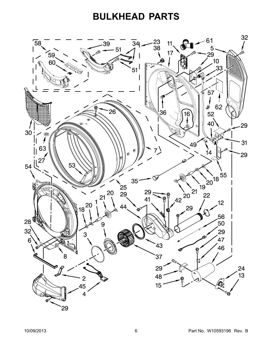 Bulkhead, Bulkhead parts | Whirlpool WGD86HEBC User Manual | Page 6 / 12