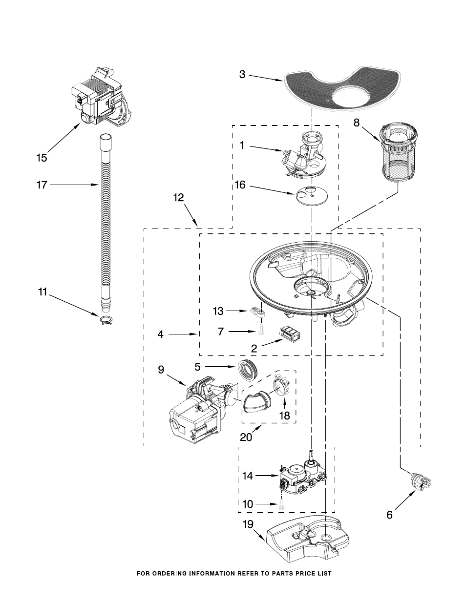 Pump and motor, Pump and motor parts | Whirlpool WDL785SAAM User Manual | Page 7 / 14