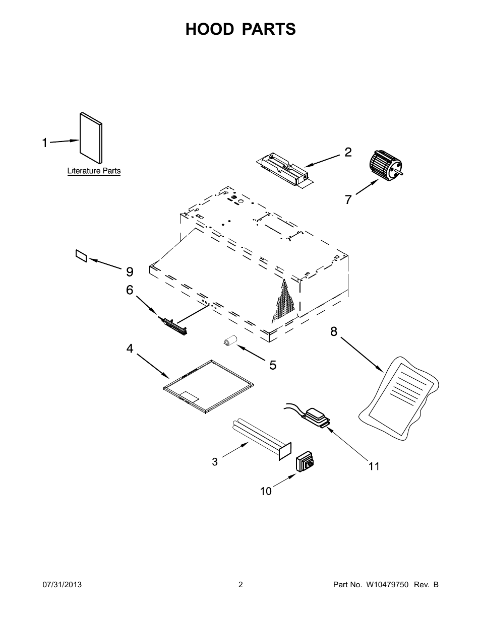 Hood parts | Whirlpool GXU7130DXS User Manual | Page 2 / 3