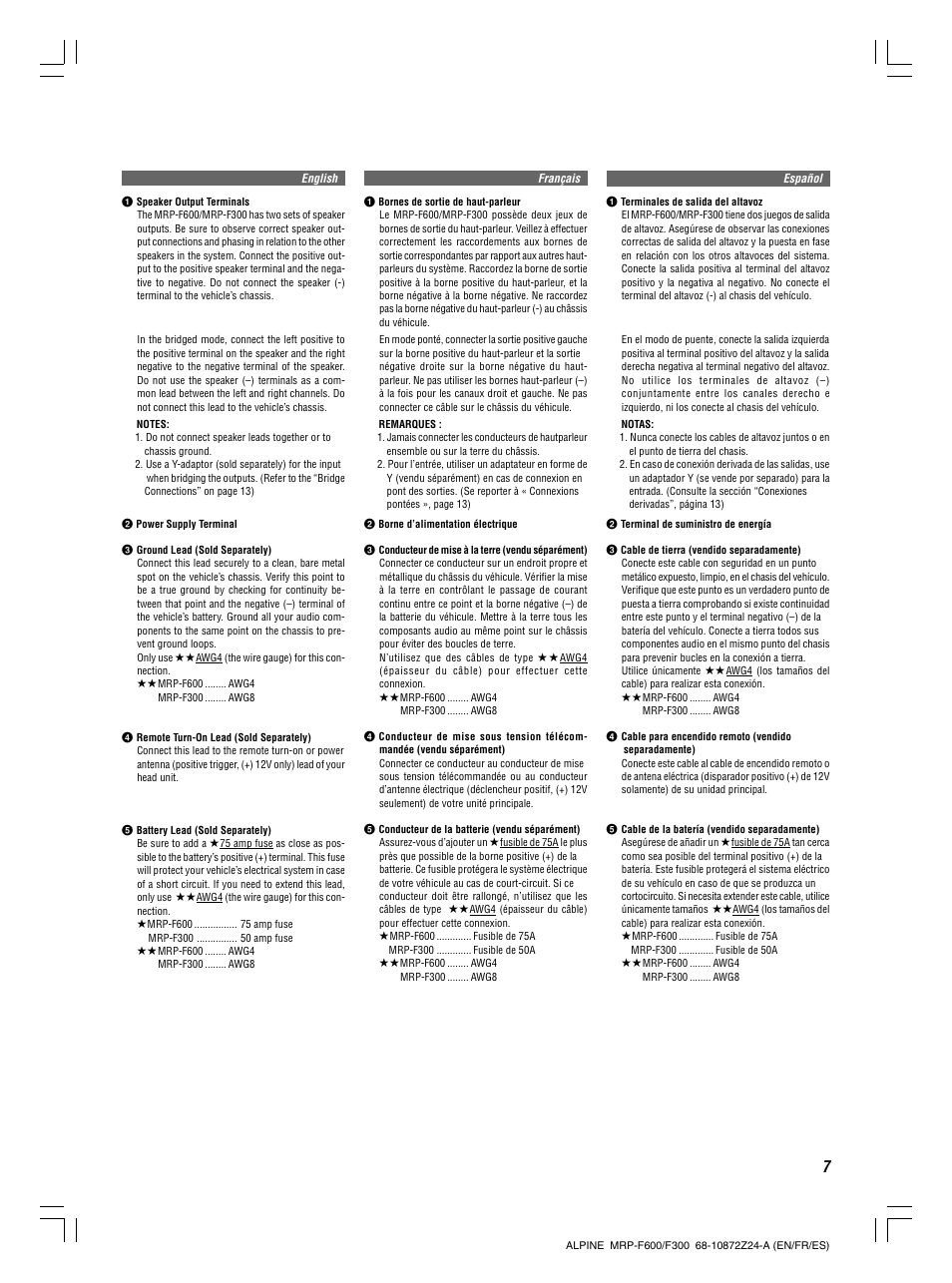Alpine MRP-F300 User Manual | Page 7 / 20