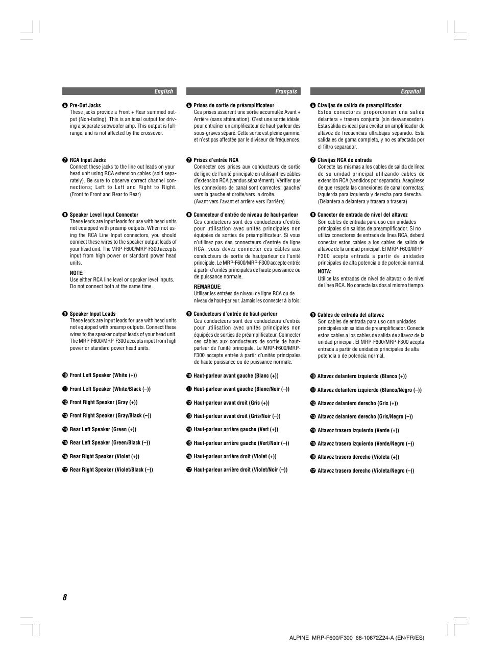 Alpine MRP-F300 User Manual | Page 8 / 20