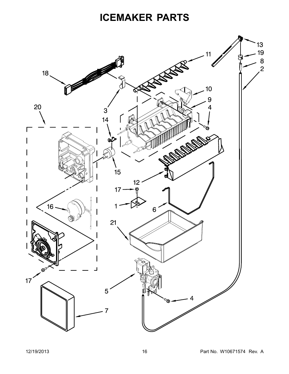 Icemaker, Icemaker parts | Whirlpool WRB322DMBM User Manual | Page 16 / 18