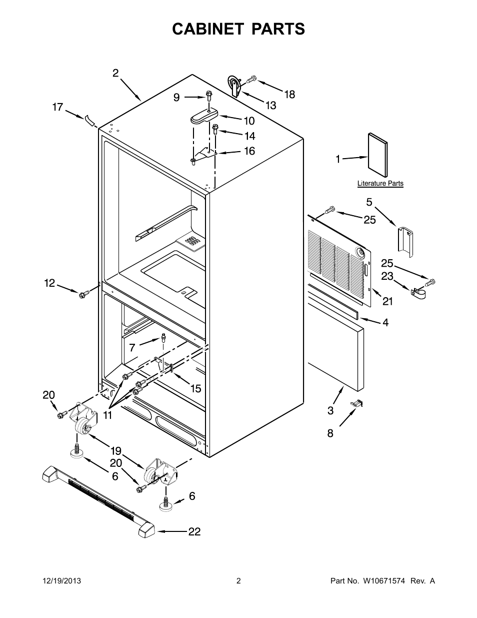 Cabinet, Cabinet parts | Whirlpool WRB322DMBM User Manual | Page 2 / 18