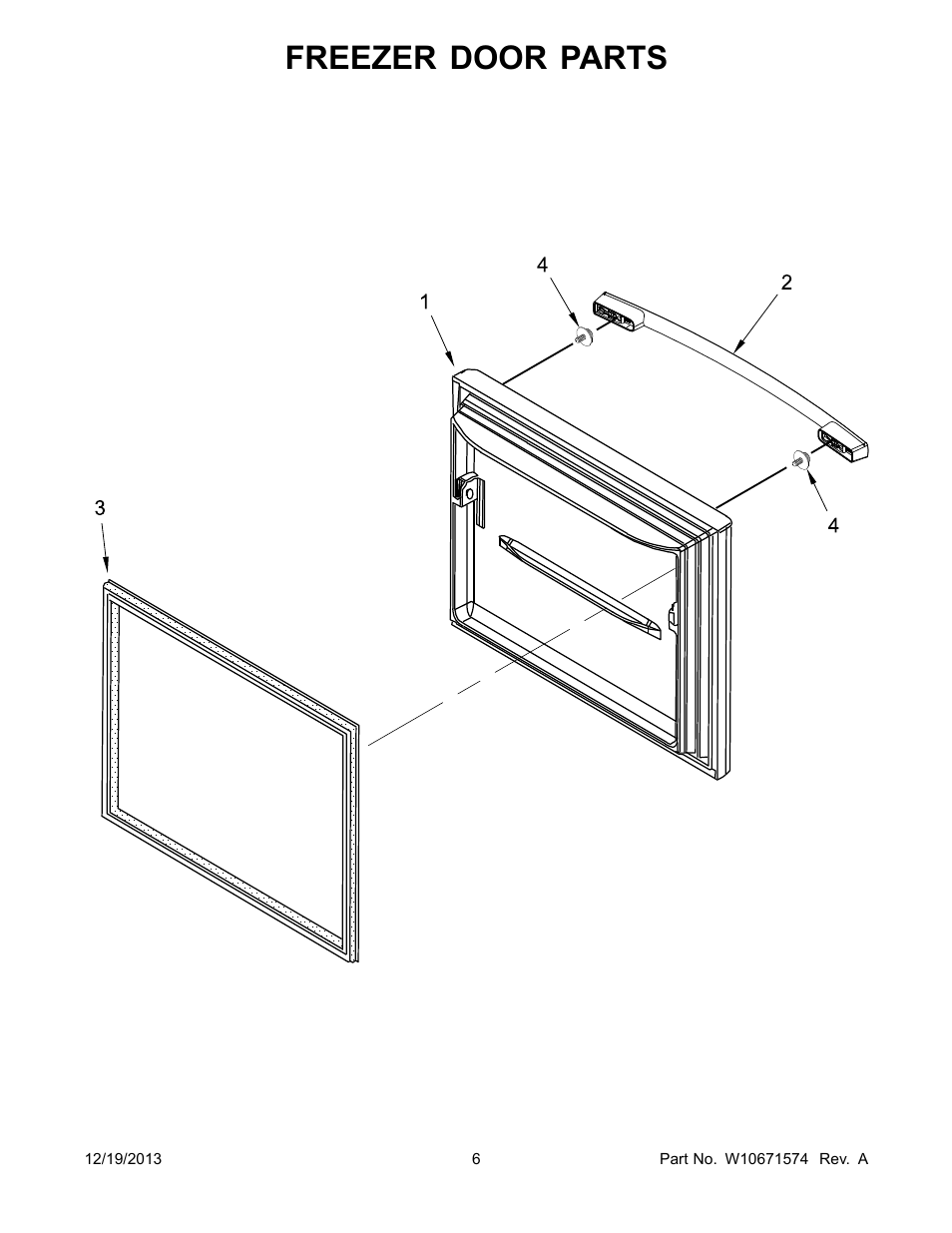 Freezer door, Freezer door parts | Whirlpool WRB322DMBM User Manual | Page 6 / 18