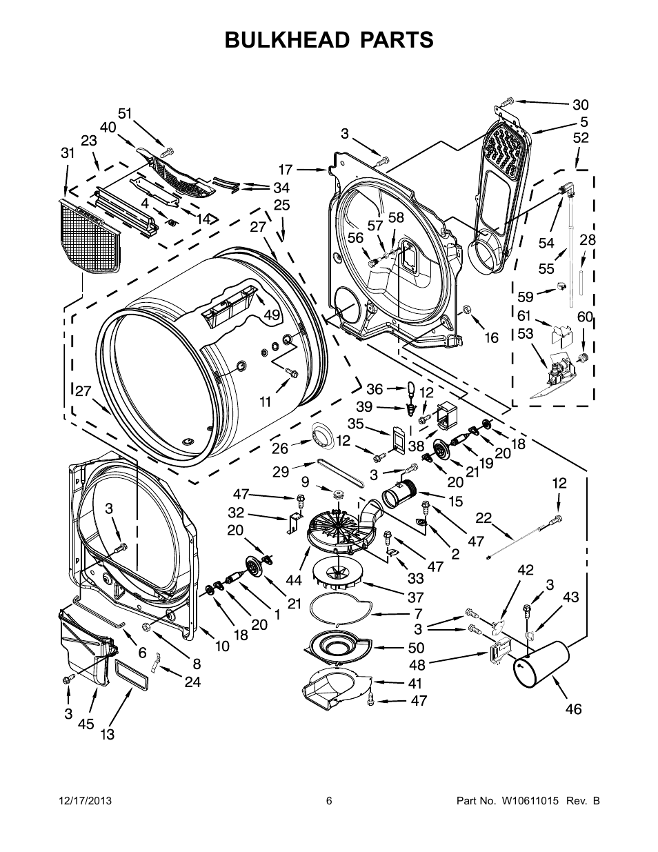 Bulkhead, Bulkhead parts | Whirlpool WGD8500BW User Manual | Page 6 / 10