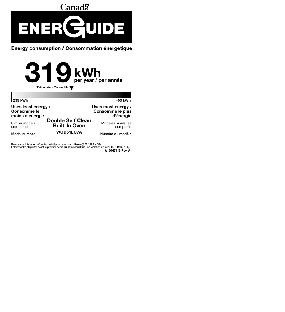 Whirlpool WOD51EC7AS User Manual | 1 page