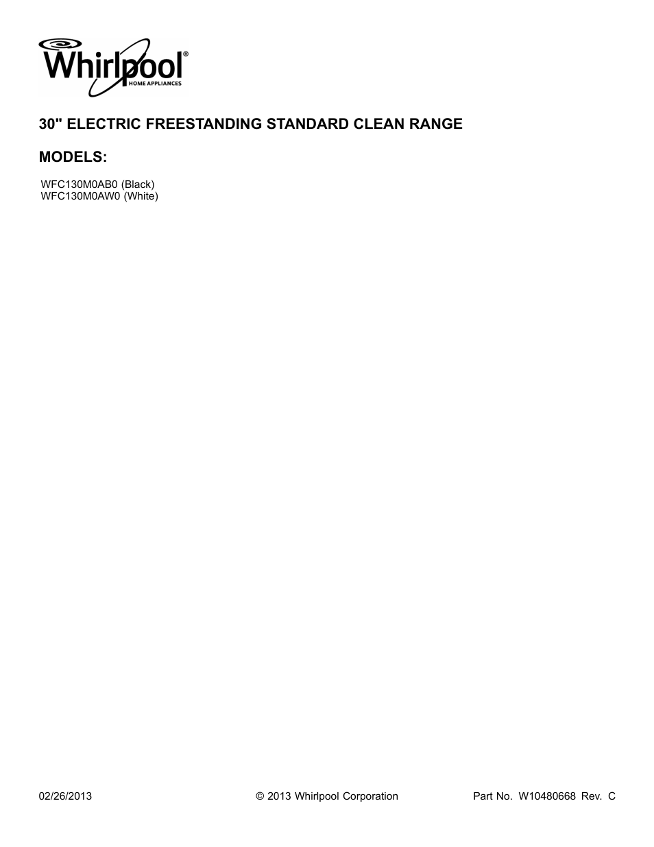 Whirlpool WFC130M0AB User Manual | 12 pages