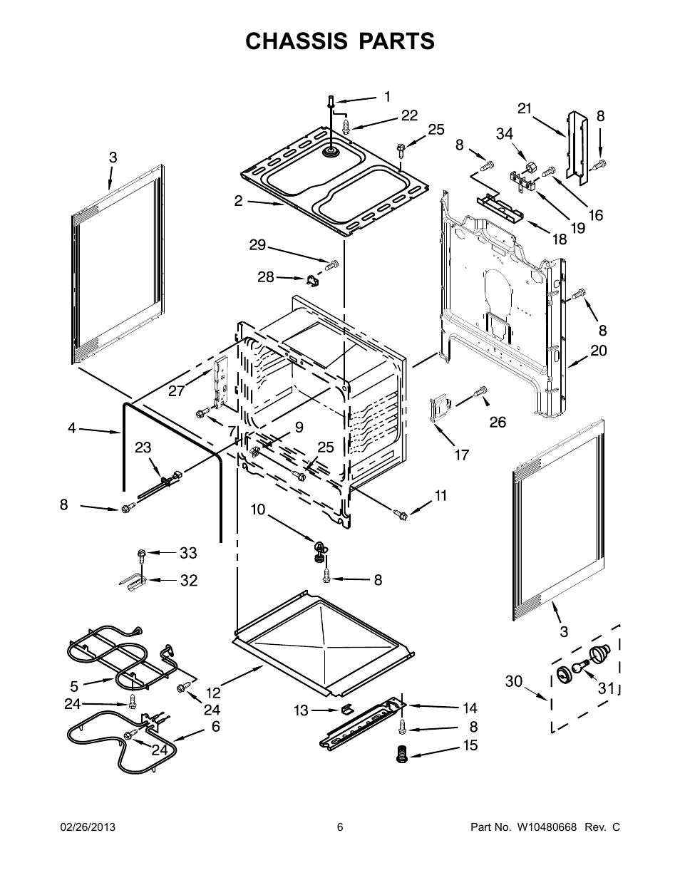 Chassis, Chassis parts | Whirlpool WFC130M0AB User Manual | Page 6 / 12