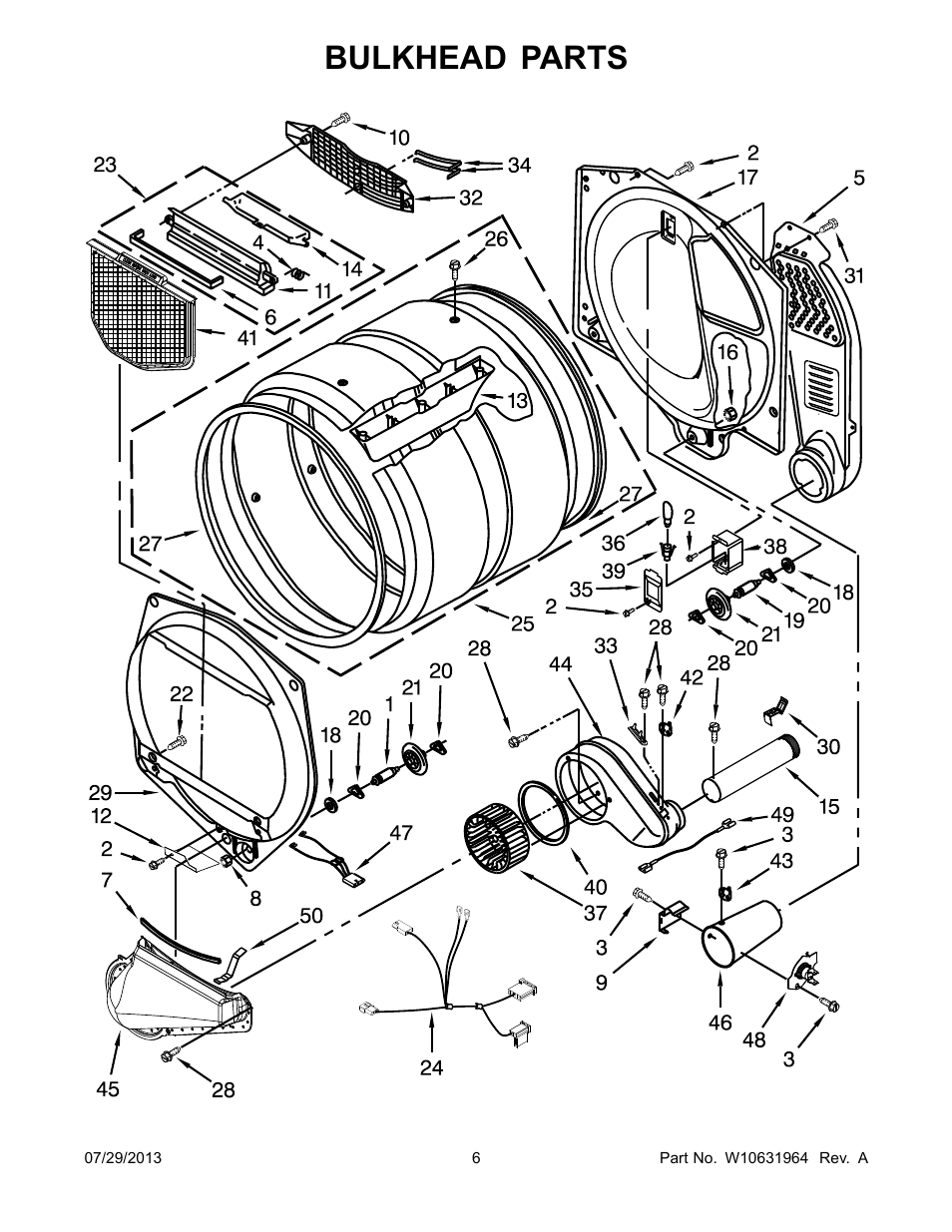Bulkhead, Bulkhead parts | Whirlpool WGD5800BW User Manual | Page 6 / 12