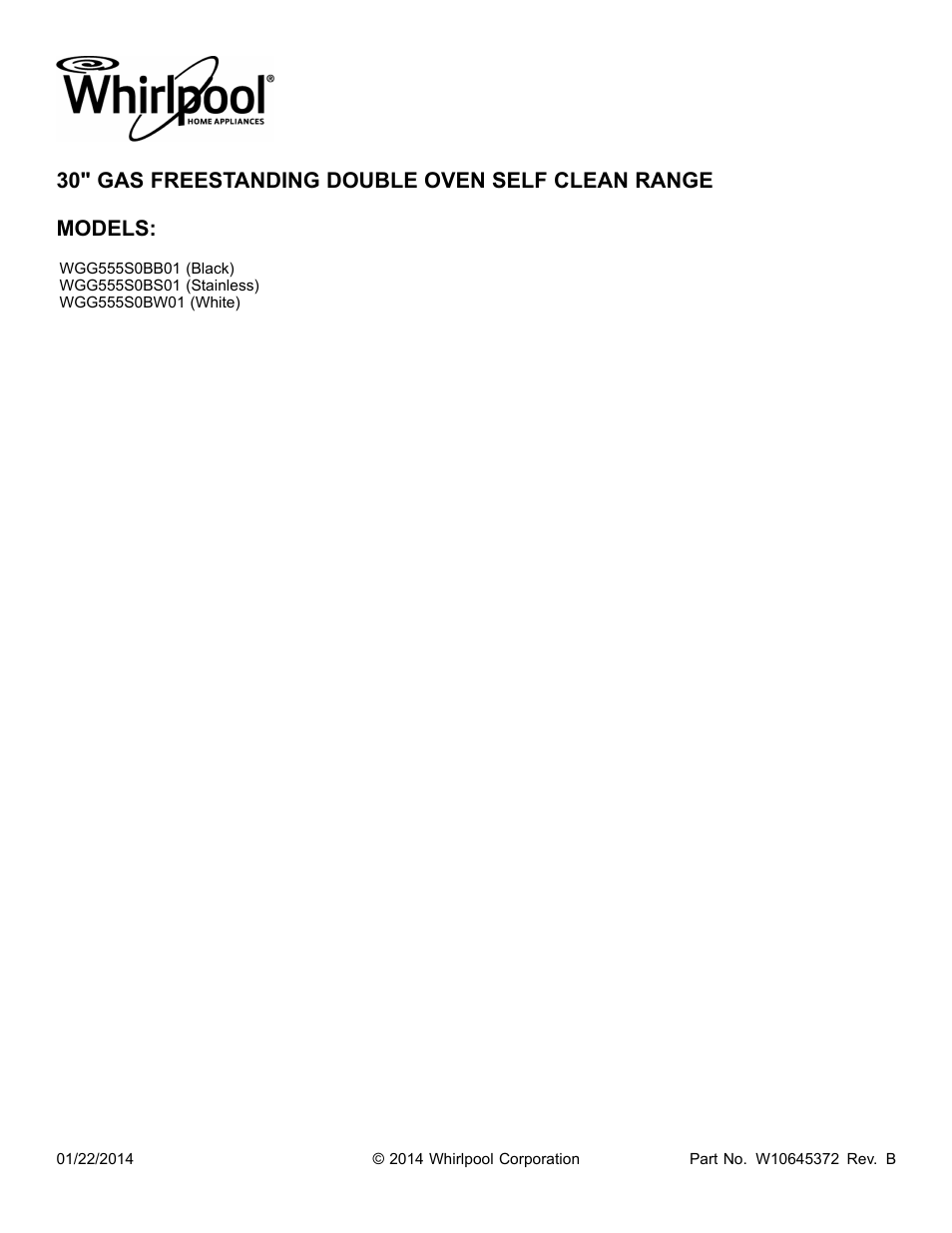 Whirlpool WGG555S0BS User Manual | 14 pages