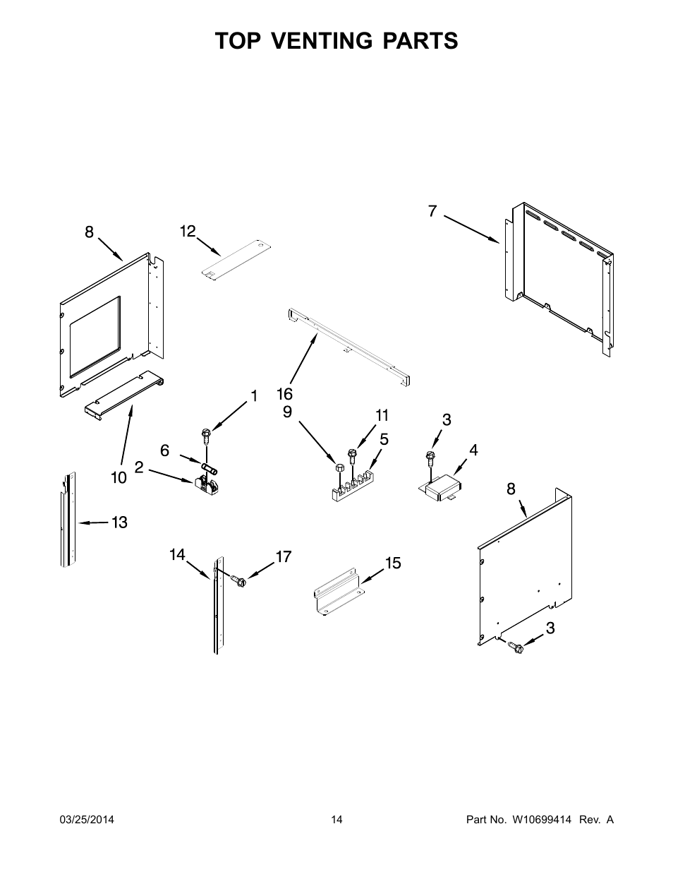 Top venting parts | Whirlpool WOC54EC7AS User Manual | Page 14 / 18
