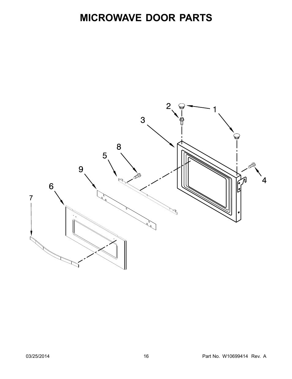 Microwave door parts | Whirlpool WOC54EC7AS User Manual | Page 16 / 18