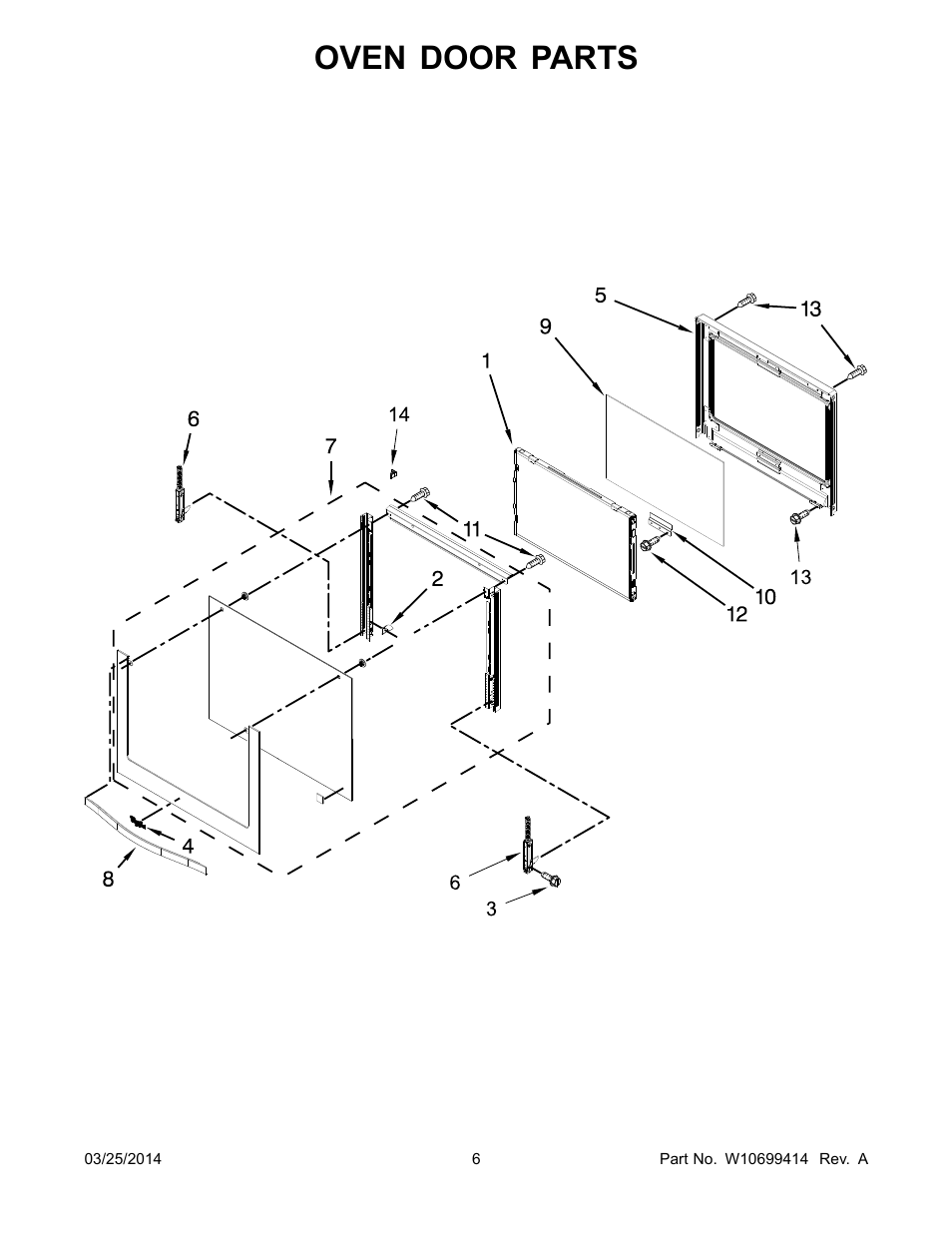 Oven door parts | Whirlpool WOC54EC7AS User Manual | Page 6 / 18