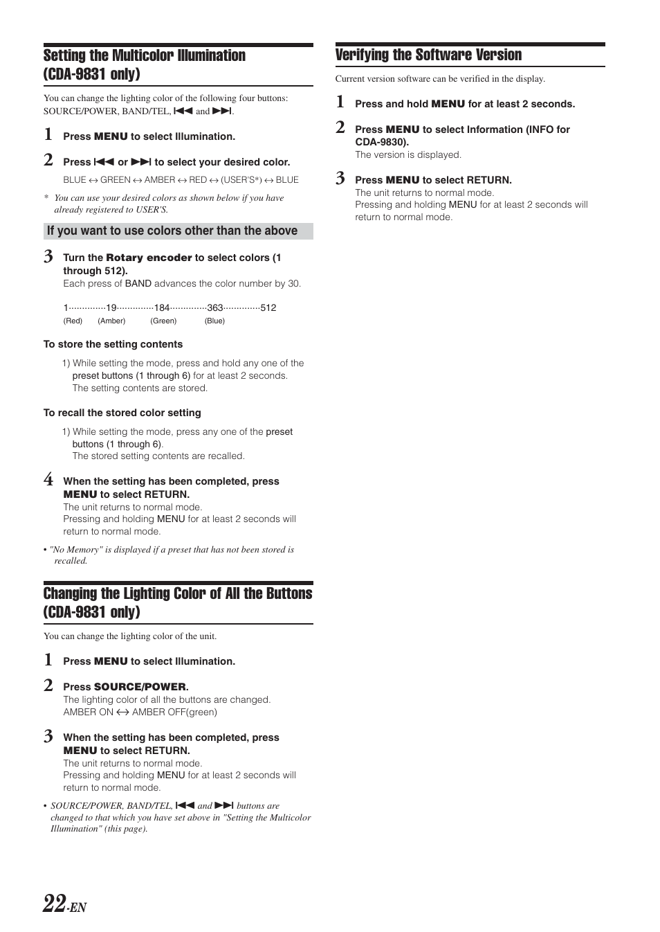 Verifying the software version | Alpine CDA-9831 User Manual | Page 24 / 42