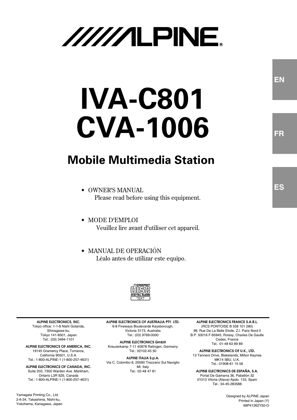 Alpine IVA-C801 User Manual | 68 pages