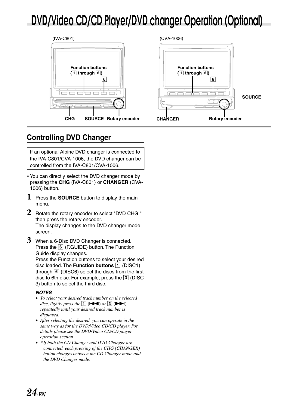 Controlling dvd changer | Alpine IVA-C801 User Manual | Page 26 / 68