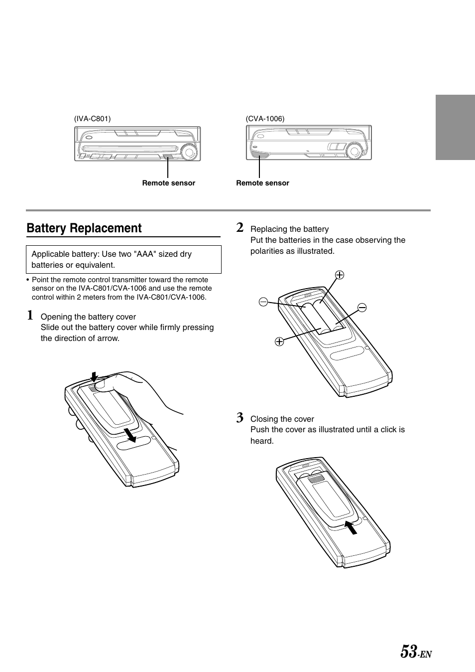 Battery replacement | Alpine IVA-C801 User Manual | Page 55 / 68