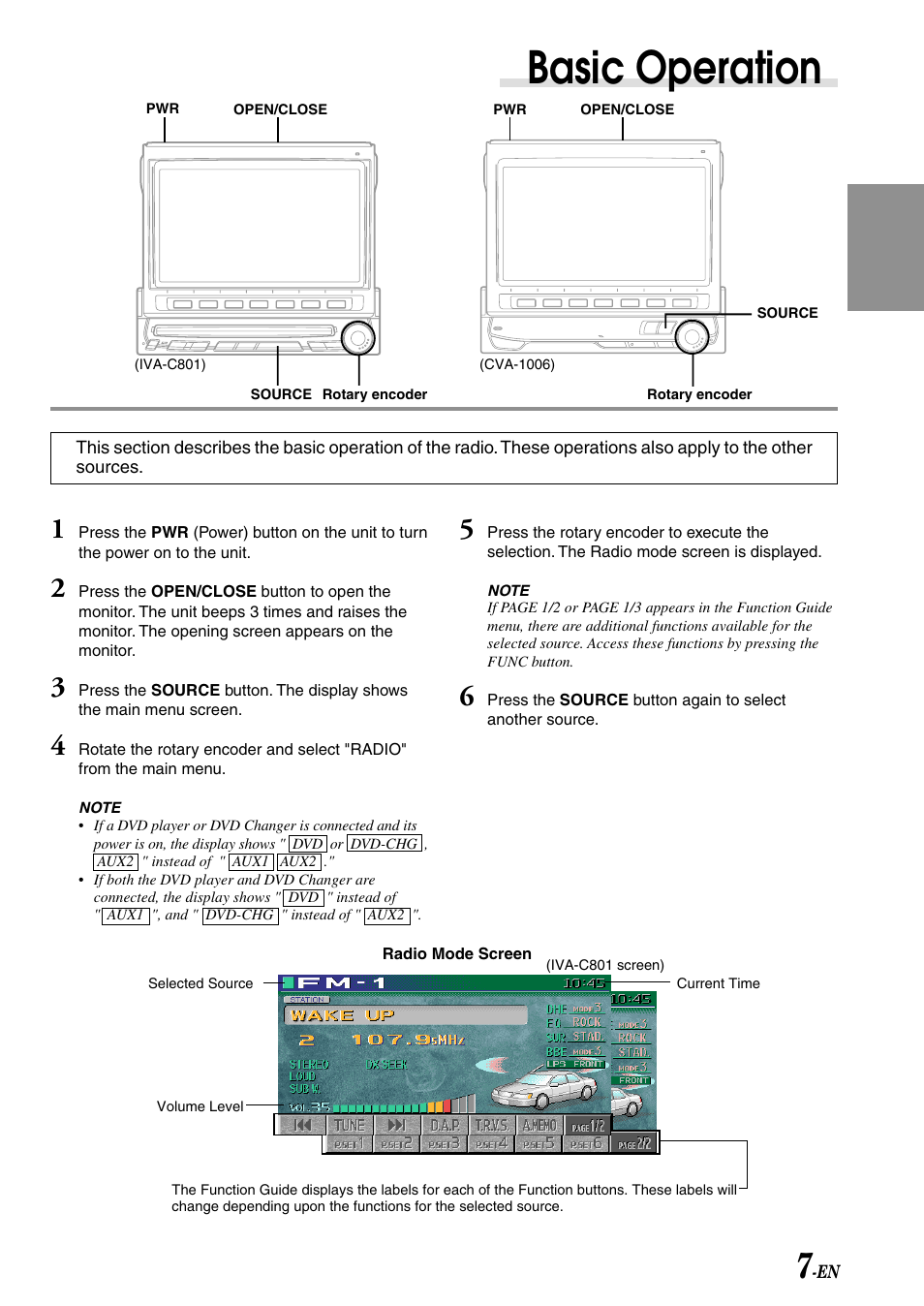 Basic operation | Alpine IVA-C801 User Manual | Page 9 / 68