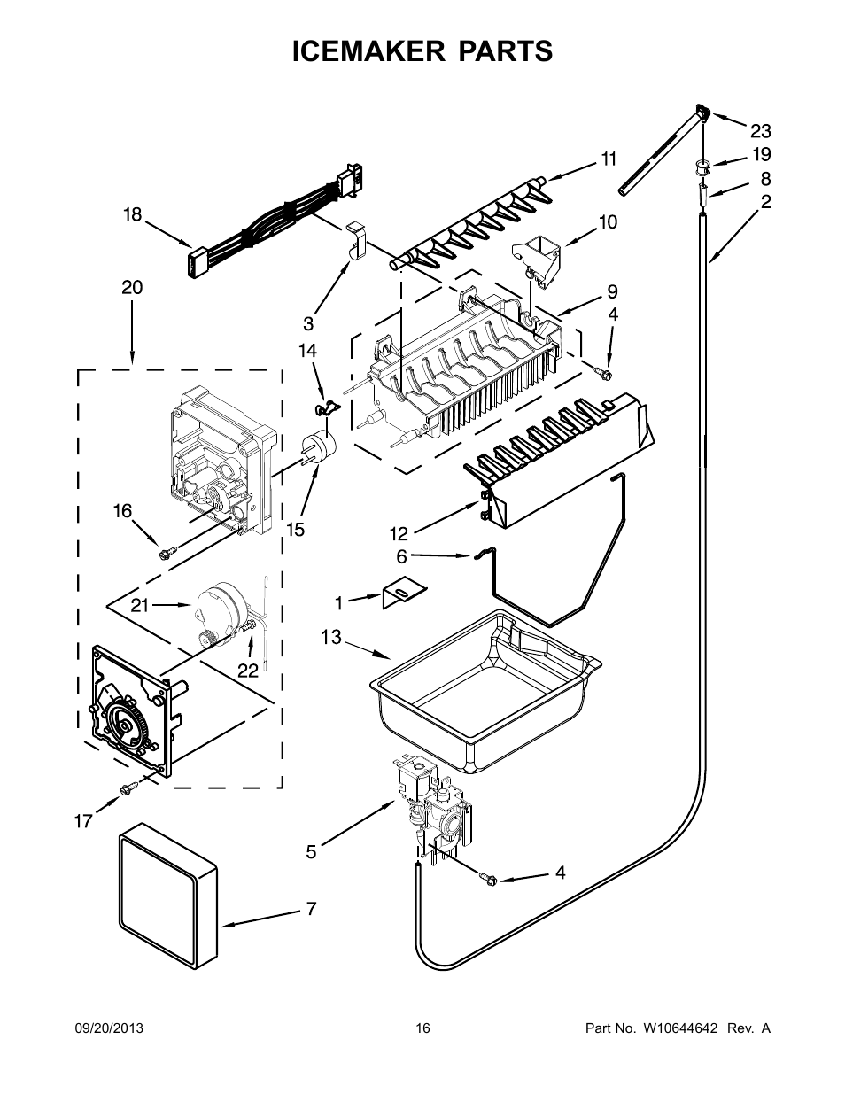 Icemaker, Icemaker parts | Whirlpool WRF532SMBM User Manual | Page 16 / 18