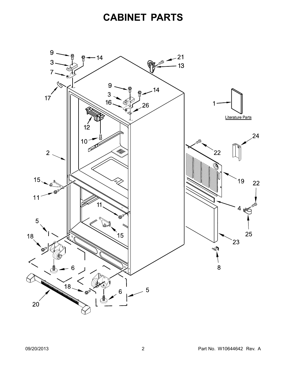 Cabinet, Cabinet parts | Whirlpool WRF532SMBM User Manual | Page 2 / 18