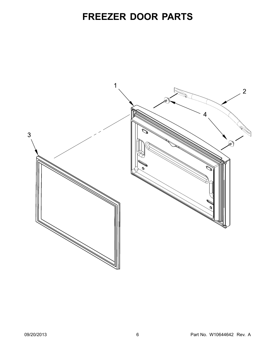 Freezer door, Freezer door parts | Whirlpool WRF532SMBM User Manual | Page 6 / 18