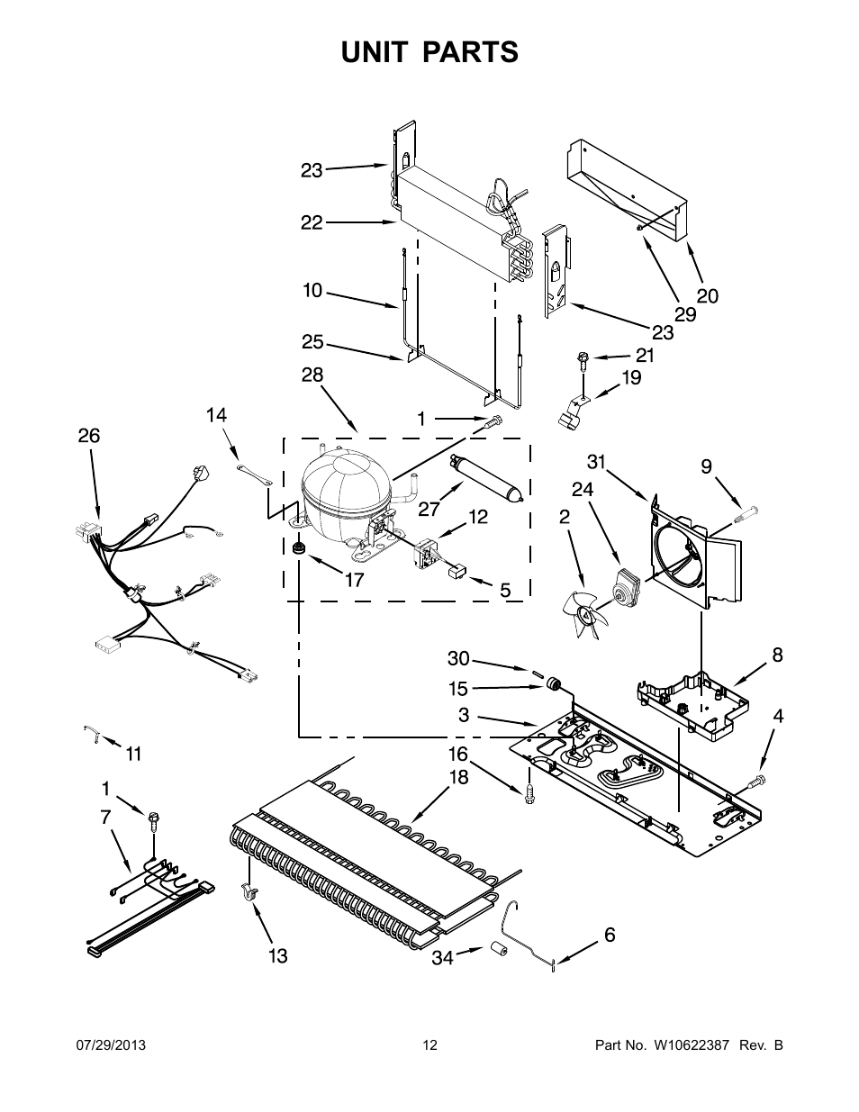 Unit, Unit parts | Whirlpool WRF535SMBM User Manual | Page 12 / 18