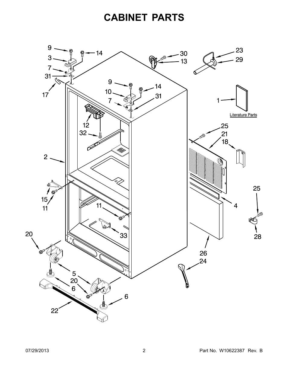 Cabinet, Cabinet parts | Whirlpool WRF535SMBM User Manual | Page 2 / 18