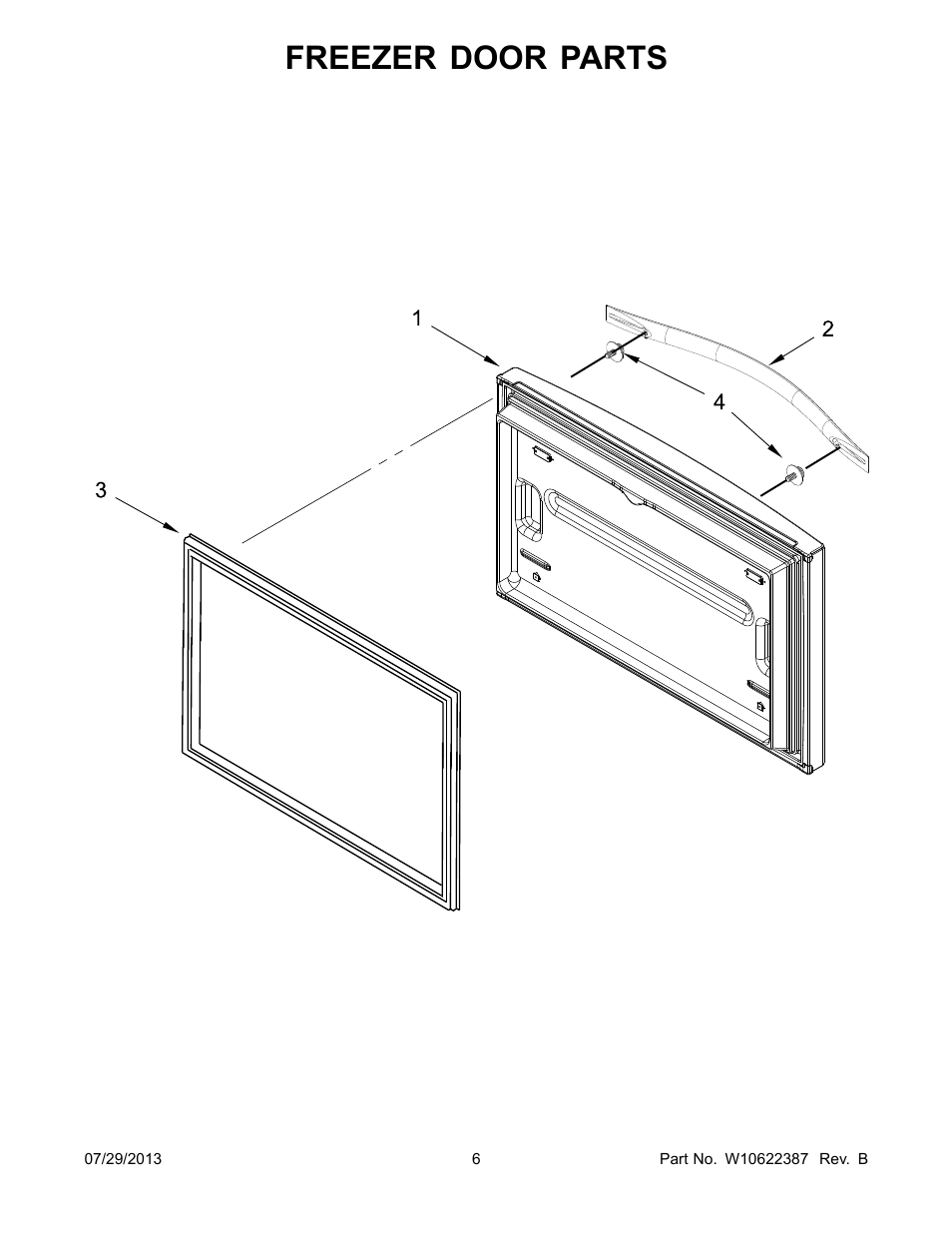 Freezer door, Freezer door parts | Whirlpool WRF535SMBM User Manual | Page 6 / 18