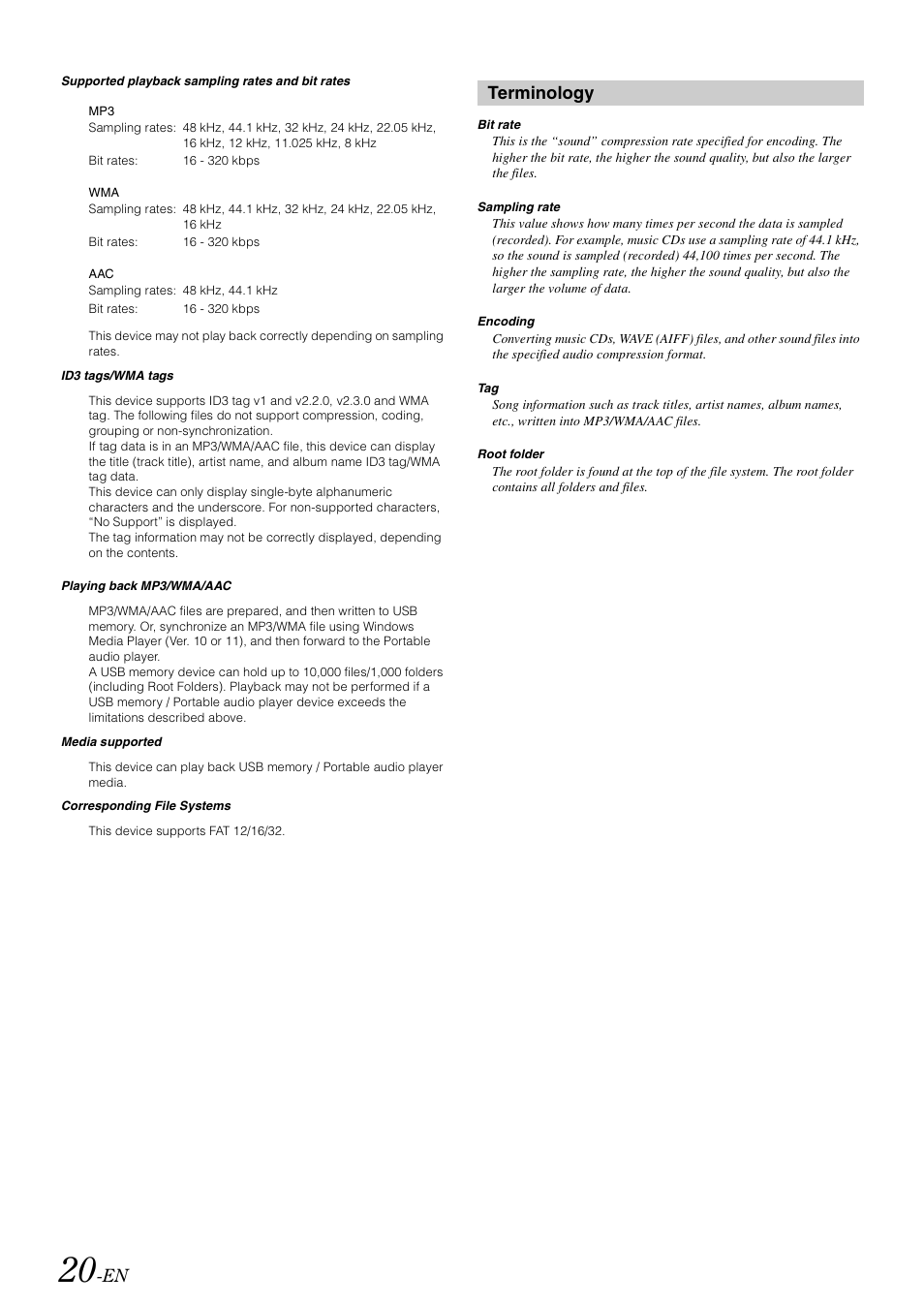 Terminology | Alpine iDA-X305S User Manual | Page 22 / 50
