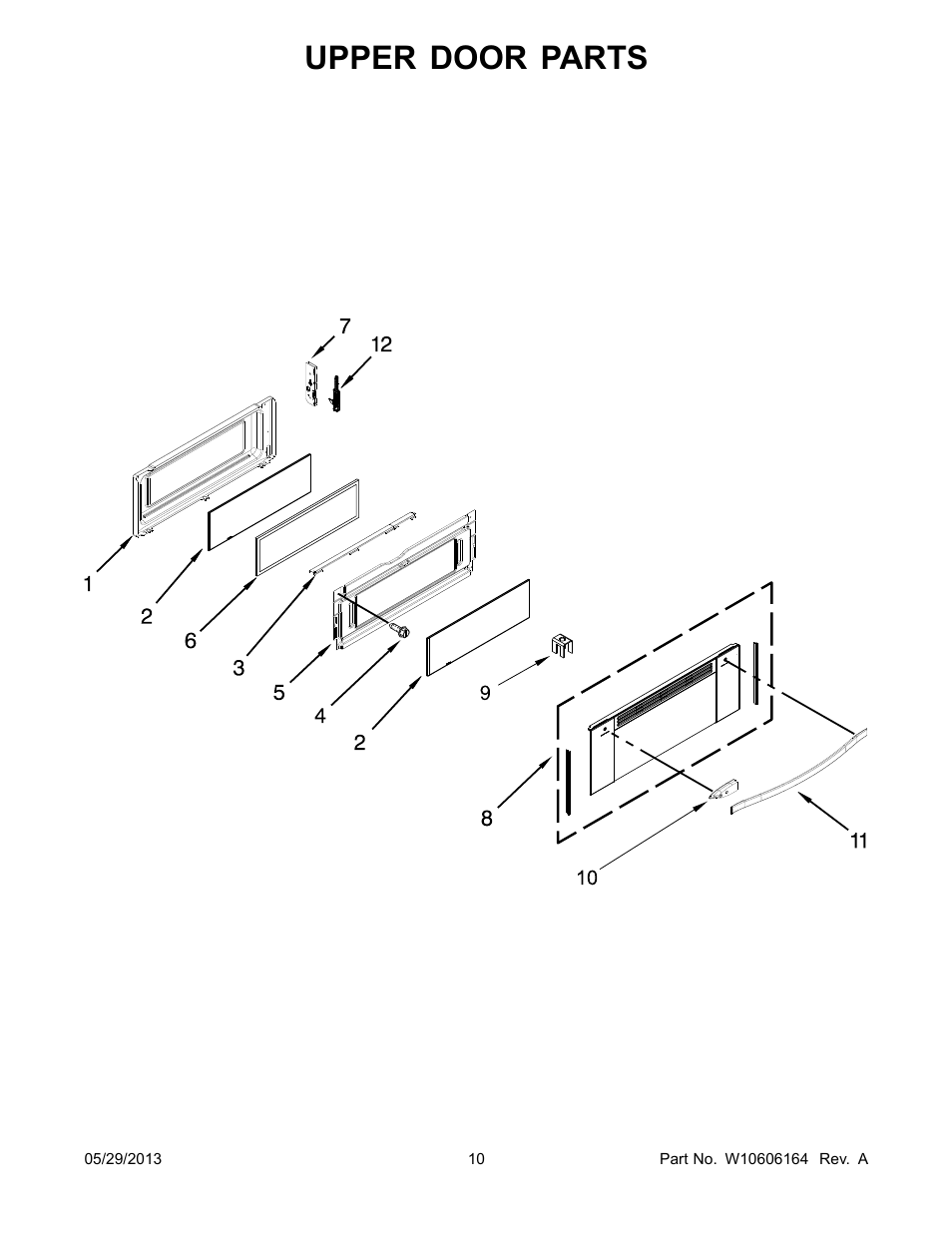 Upper door, Upper door parts | Whirlpool WGI925C0BS User Manual | Page 10 / 14