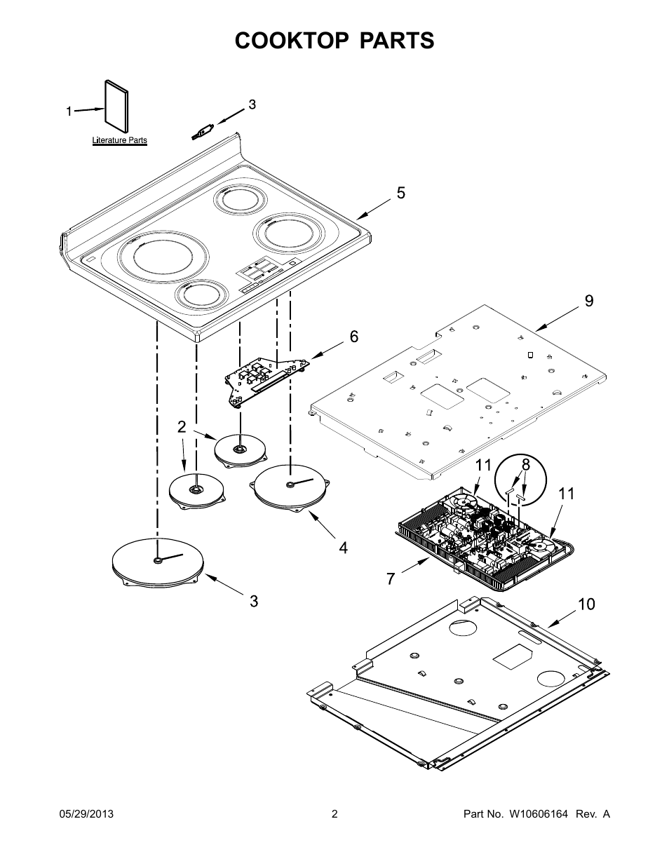Cooktop, Cooktop parts | Whirlpool WGI925C0BS User Manual | Page 2 / 14