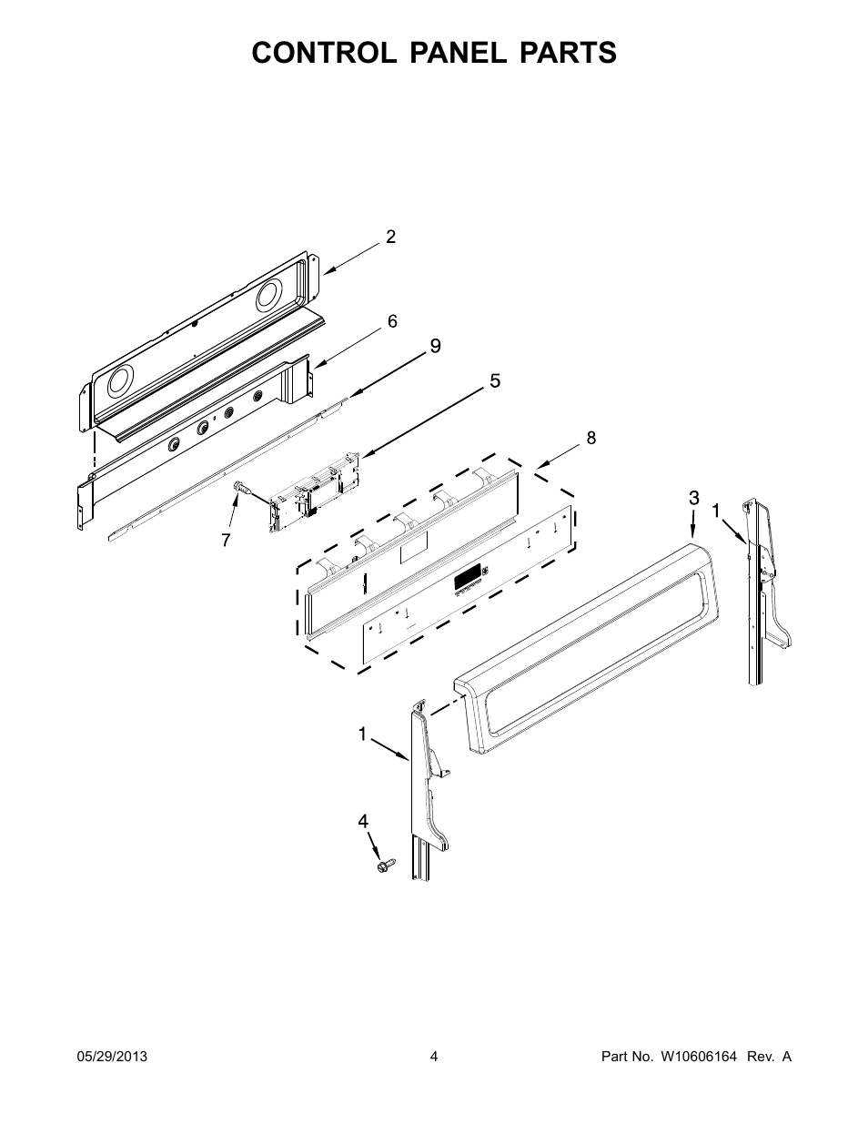 Control panel, Control panel parts | Whirlpool WGI925C0BS User Manual | Page 4 / 14