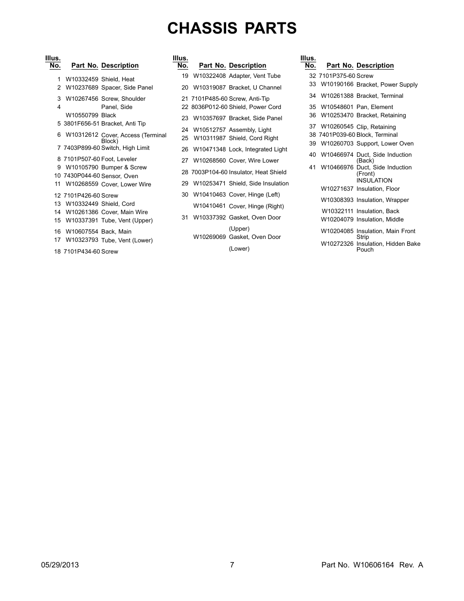 Chassis parts | Whirlpool WGI925C0BS User Manual | Page 7 / 14