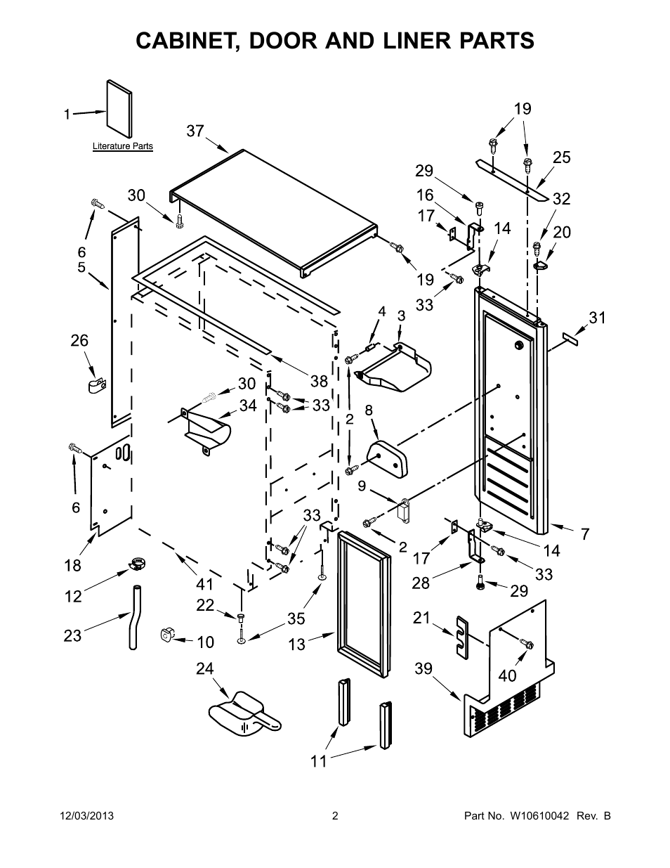 Cabinet, door and liner, Cabinet, door and liner parts | Whirlpool GI15NDXZS User Manual | Page 2 / 12