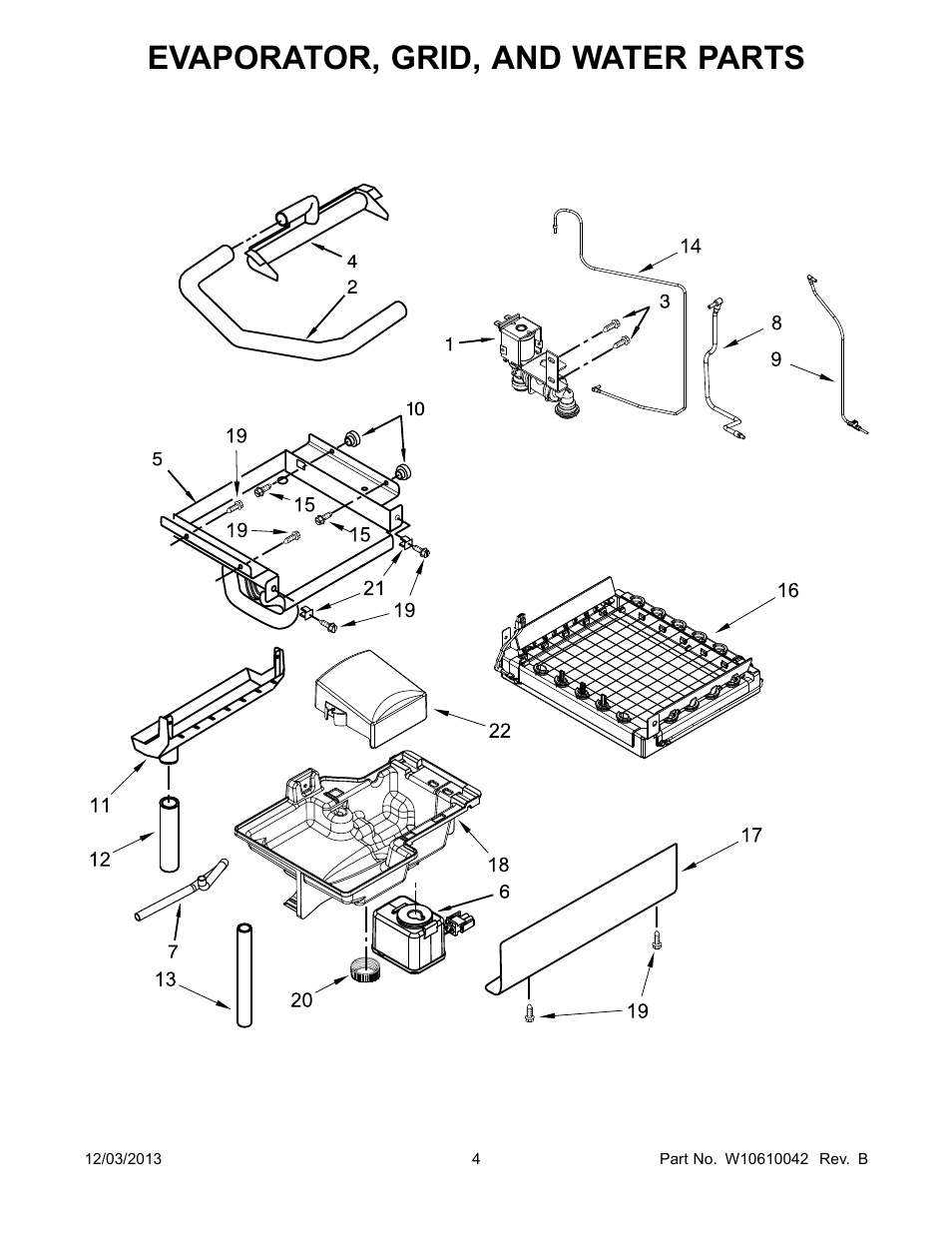 Evaporator, grid, and water, Evaporator, grid, and water parts | Whirlpool GI15NDXZS User Manual | Page 4 / 12