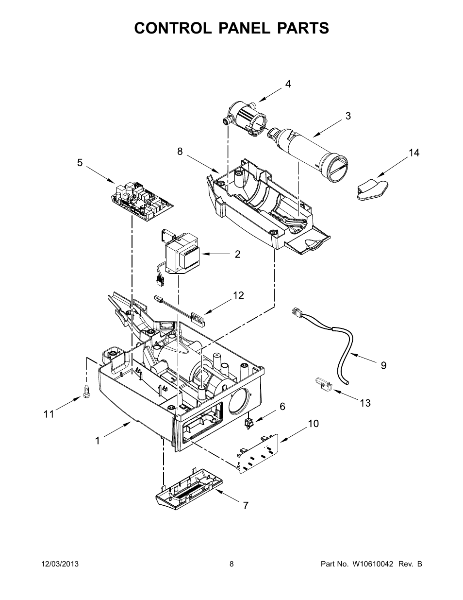 Control panel, Control panel parts | Whirlpool GI15NDXZS User Manual | Page 8 / 12