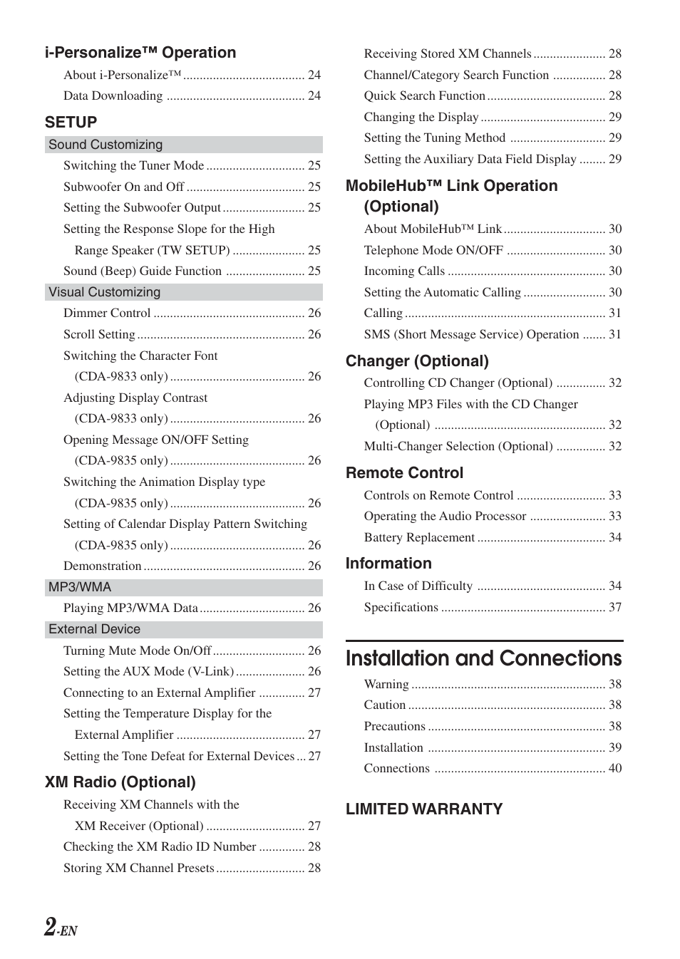 Installation and connections | Alpine CDA-9833 User Manual | Page 4 / 45