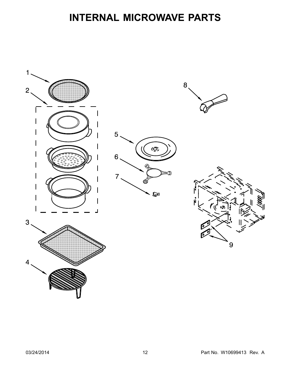 Internal microwave parts | Whirlpool WOC95EC0AS User Manual | Page 12 / 18