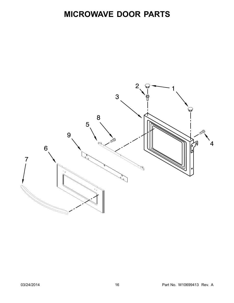 Microwave door parts | Whirlpool WOC95EC0AS User Manual | Page 16 / 18