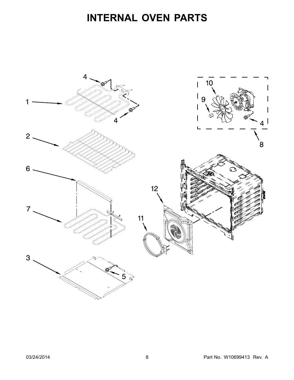 Internal oven parts | Whirlpool WOC95EC0AS User Manual | Page 8 / 18