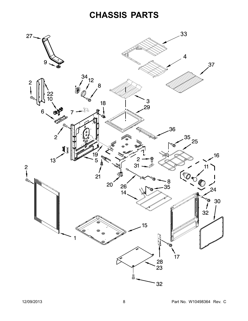 Chassis, Chassis parts | Whirlpool WFI910H0AS User Manual | Page 8 / 14