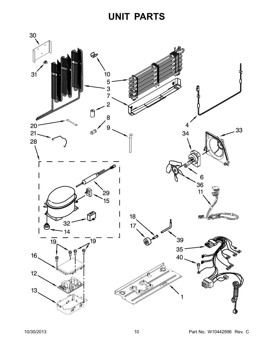 Unit, Unit parts | Whirlpool WRF560SEYW User Manual | Page 10 / 17