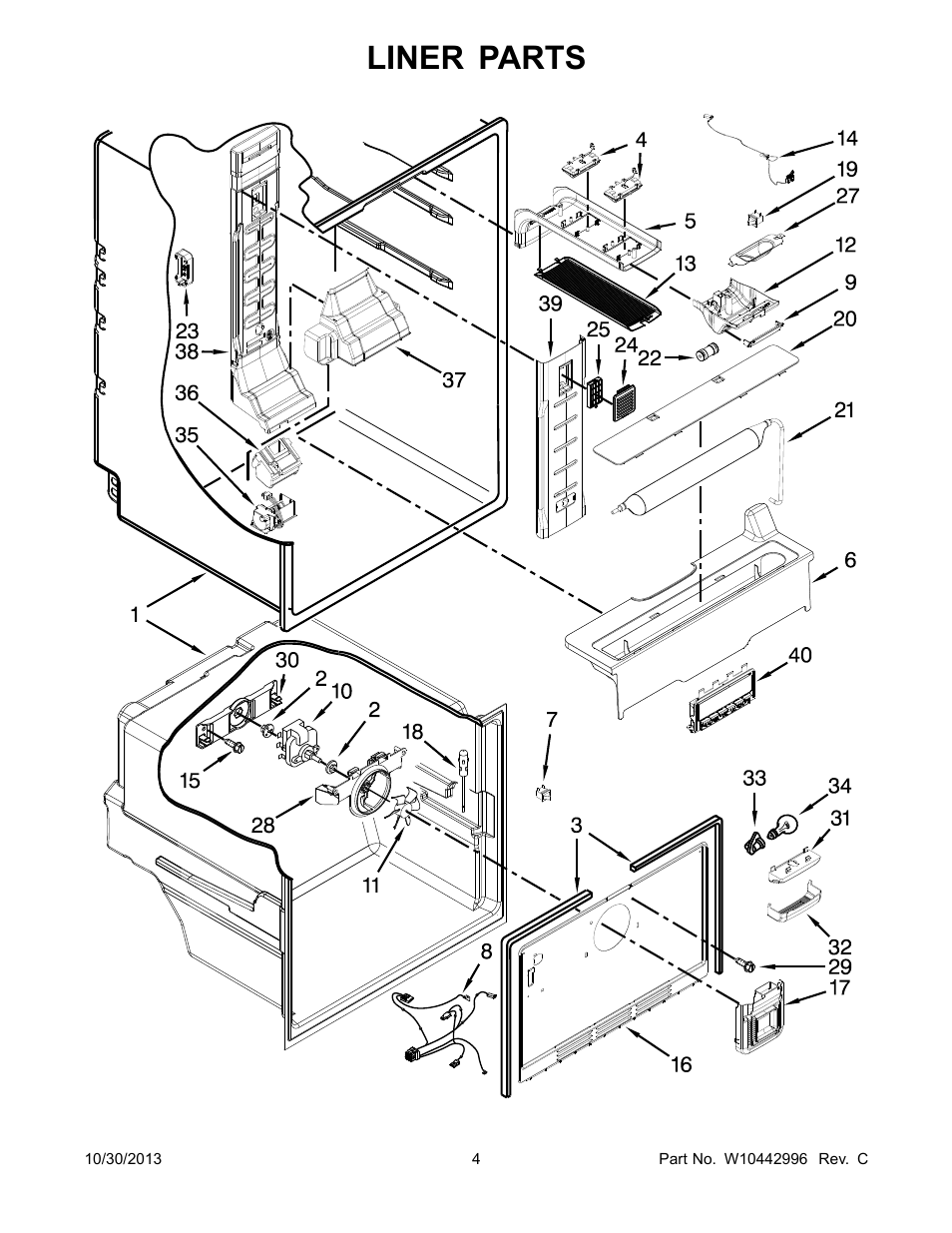 Liner, Liner parts | Whirlpool WRF560SEYW User Manual | Page 4 / 17