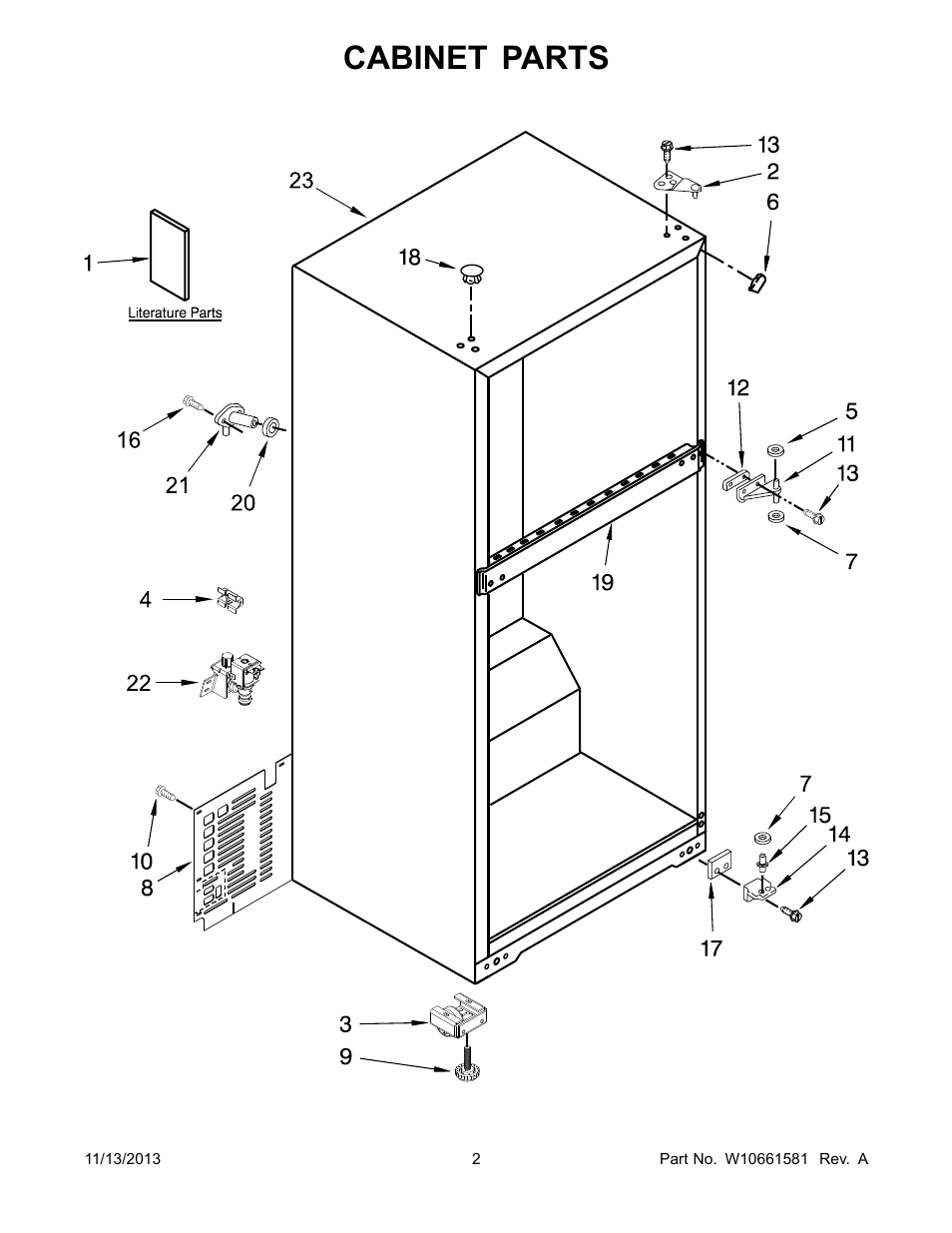 Cabinet, Cabinet parts | Whirlpool W8TXNGZBQ User Manual | Page 2 / 12