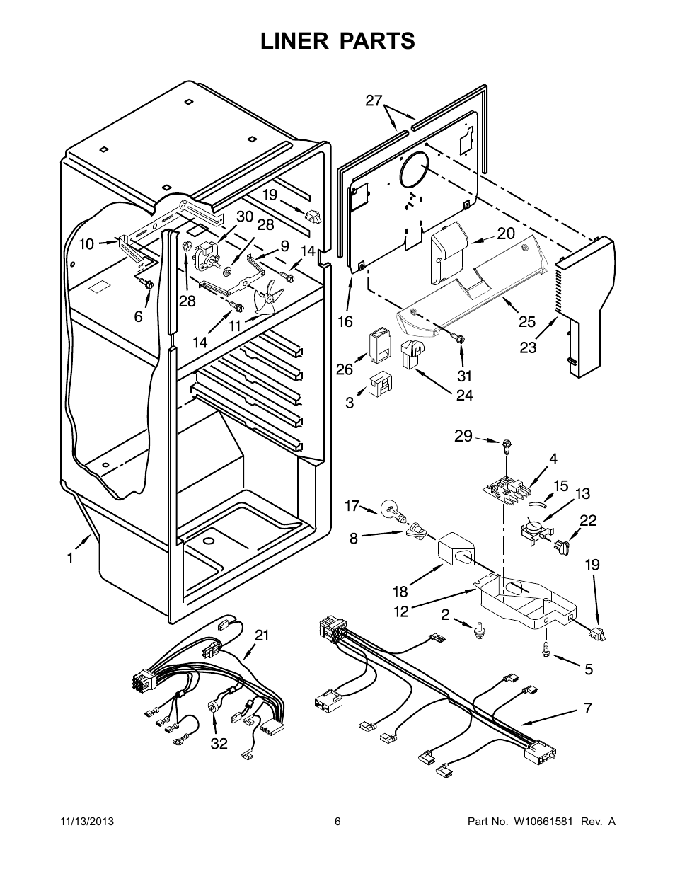 Liner, Liner parts | Whirlpool W8TXNGZBQ User Manual | Page 6 / 12