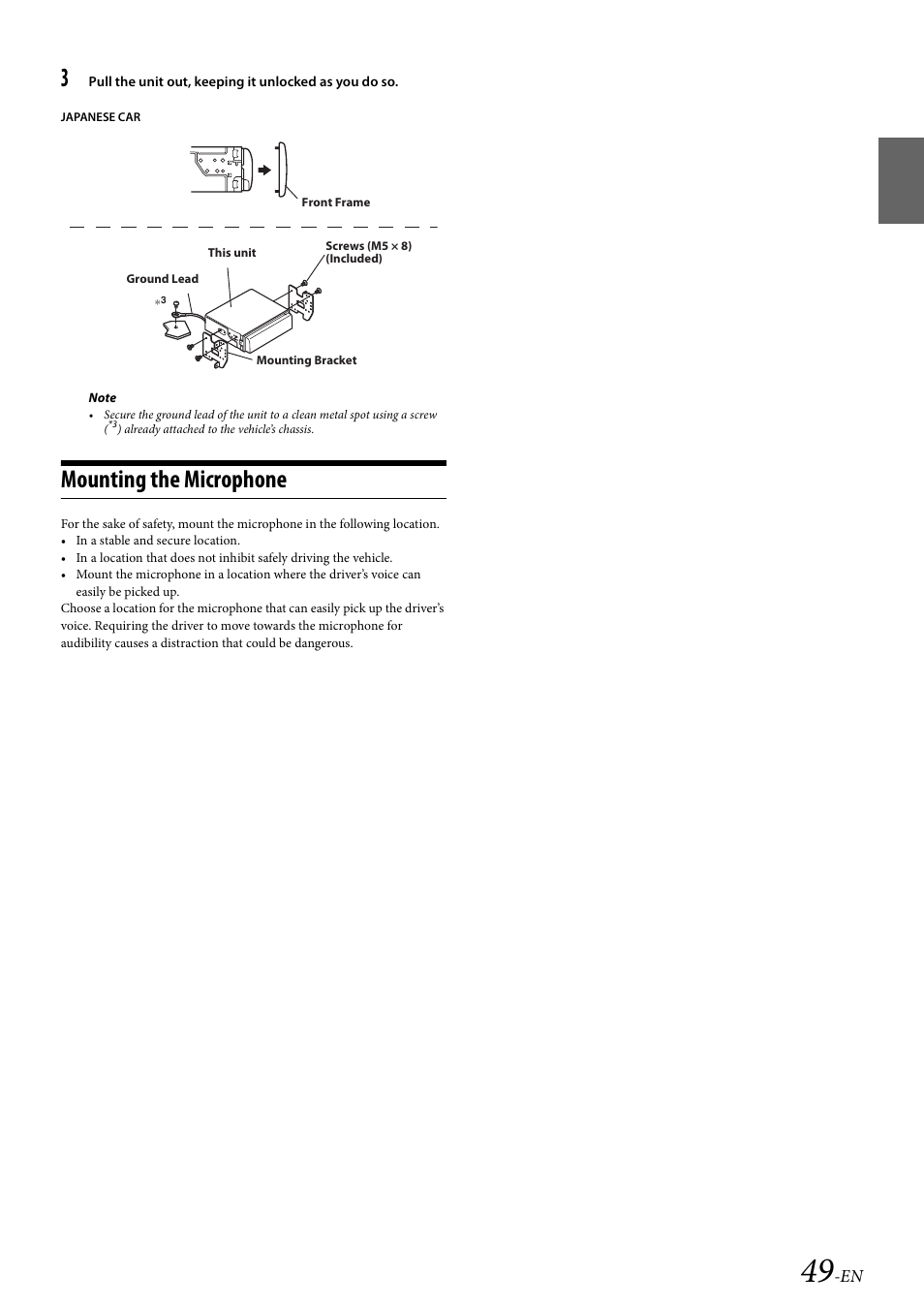 Mounting the microphone | Alpine 68-21627Z10-A User Manual | Page 49 / 53