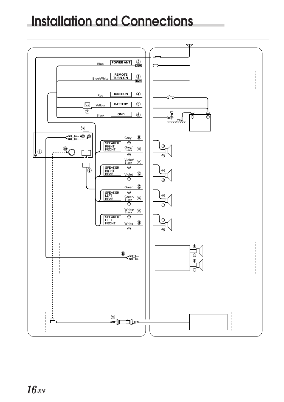 Installation and connections, Connections | Alpine CDE-7853E User Manual | Page 18 / 19