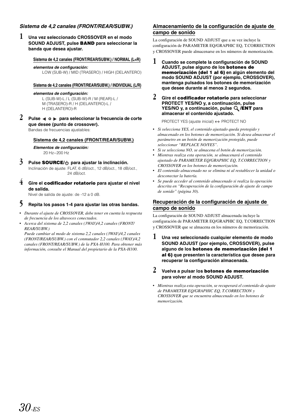 Almacenamiento de la configuración de ajuste, De campo de sonido, Recuperación de la configuración de ajuste de | Campo de sonido | Alpine cda-9884 User Manual | Page 120 / 131